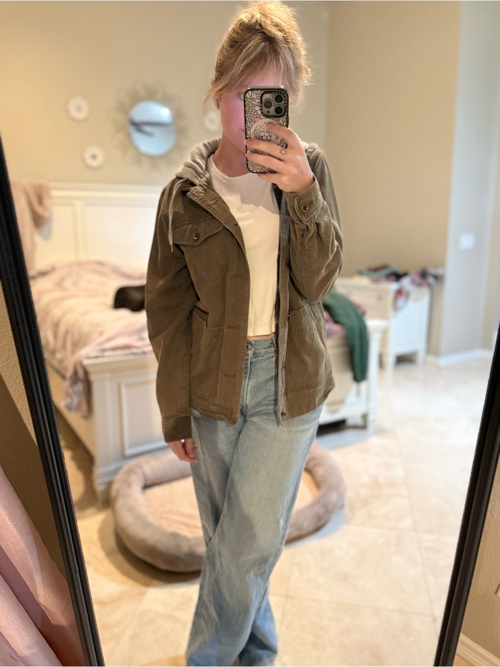 Vans Olive Green Canvas Jacket with Grey Hood